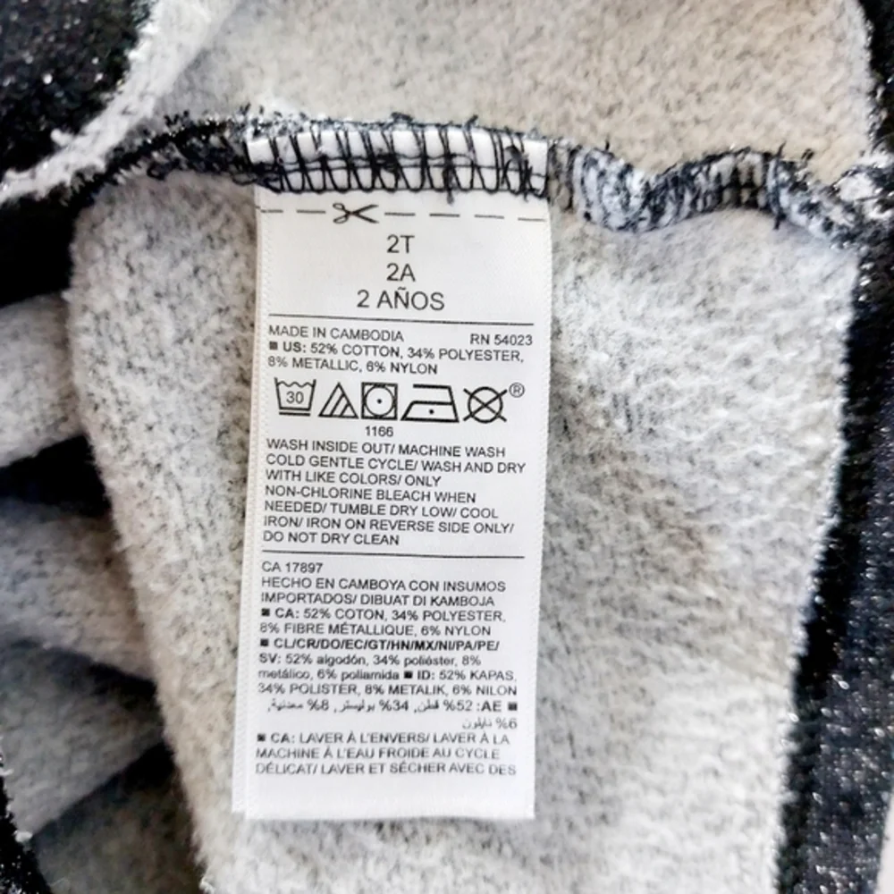 Black‎ & Silver Fleece Sheath Dress with Pockets 2T Old Navy